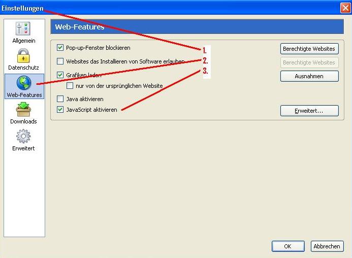 JavaScript in FireFox freischalten